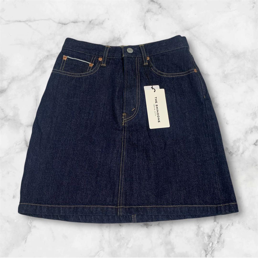 SHINZONE シンゾーン デニム ミニスカート ハイウエスト 台形　濃紺