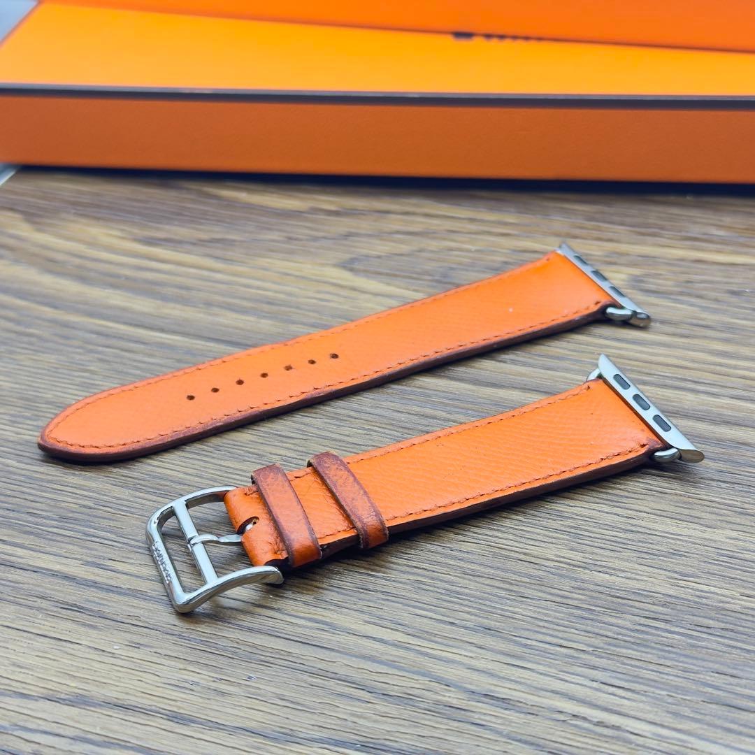 2747 Apple Watch エルメス　オレンジ　エプソンフー　レザーバンド