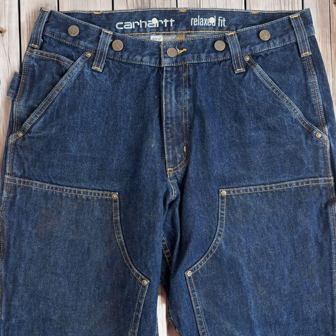 08M156◯ Carhartt 濃紺 デニム Wニー ペインターパンツ W34