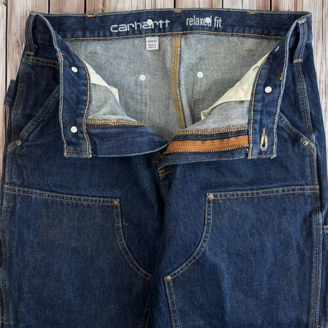08M156◯ Carhartt 濃紺 デニム Wニー ペインターパンツ W34