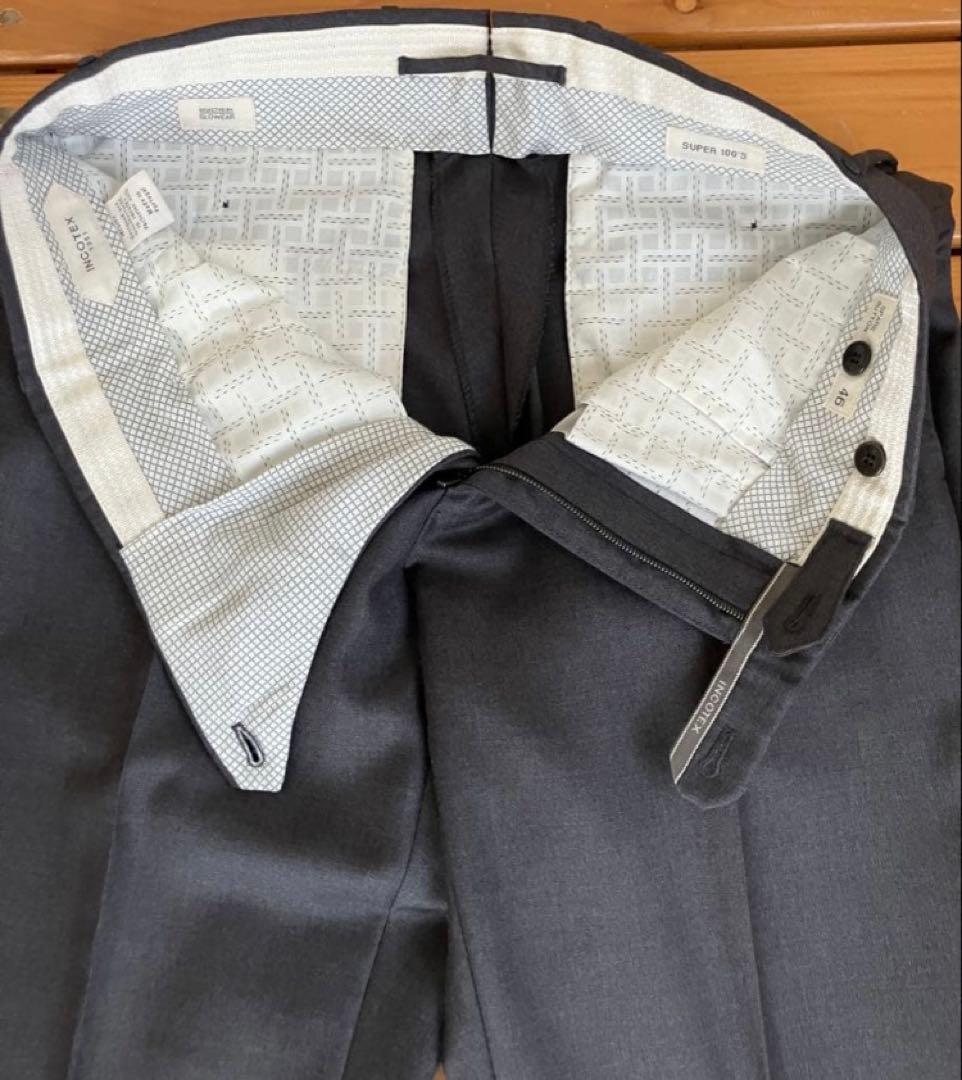 【美品】 INCOTEXドレススラックス 超定番 35型 ミディアムグレー 46