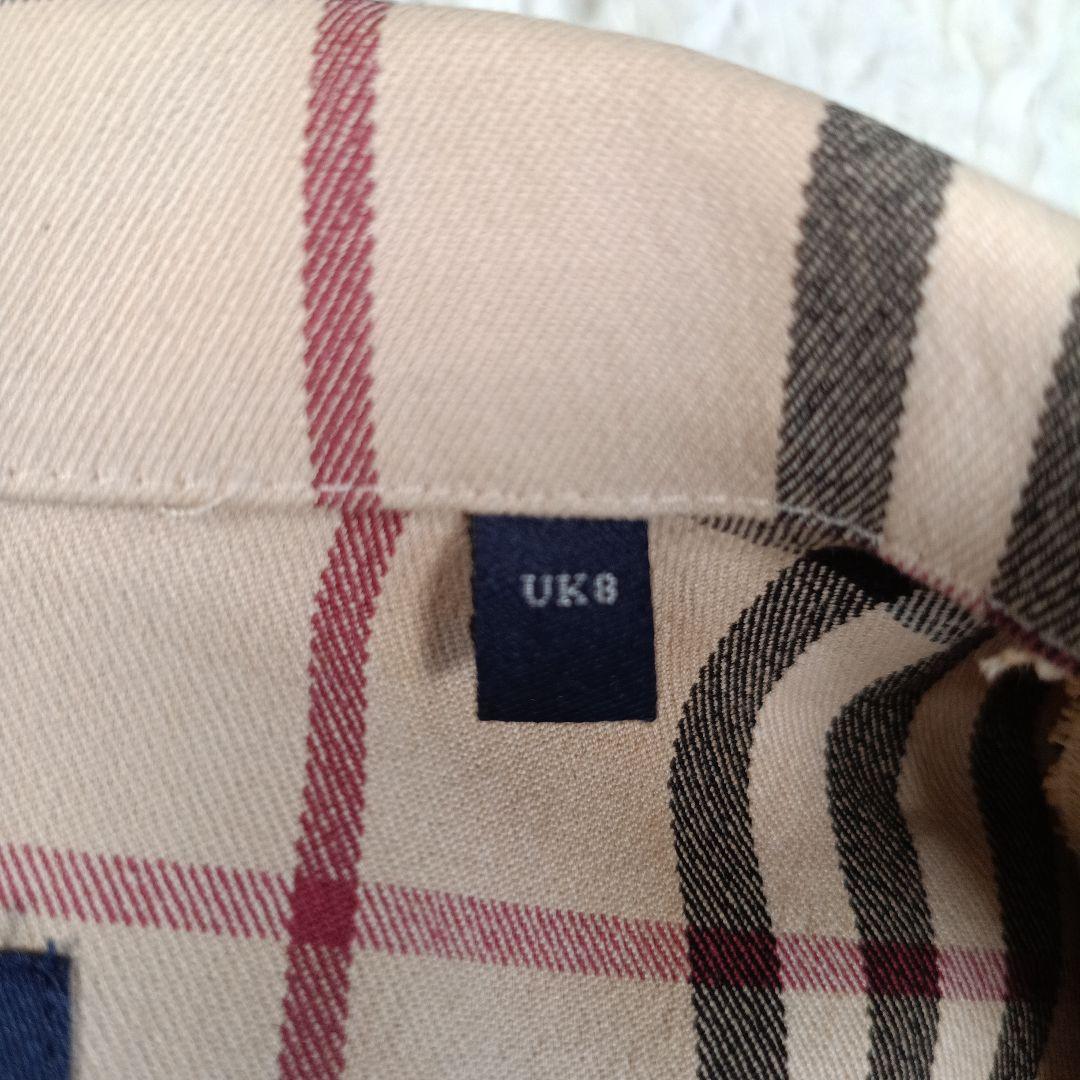 美品✨バーバリーロンドン　クロップドチェックデニムジャケット　UK8　レディース
