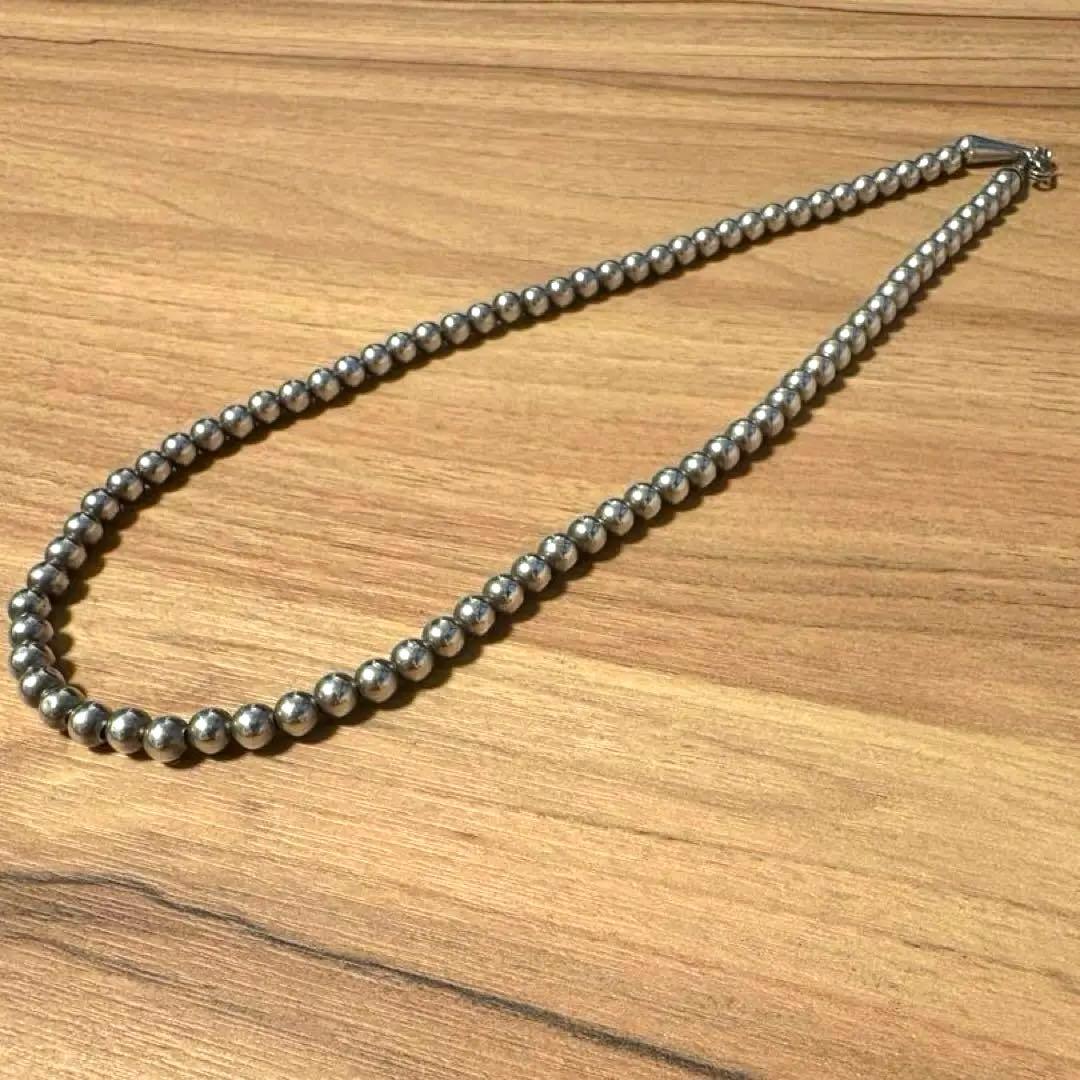 WJ　ナバホパール ネックレス 5mm 50cm シルバー925
