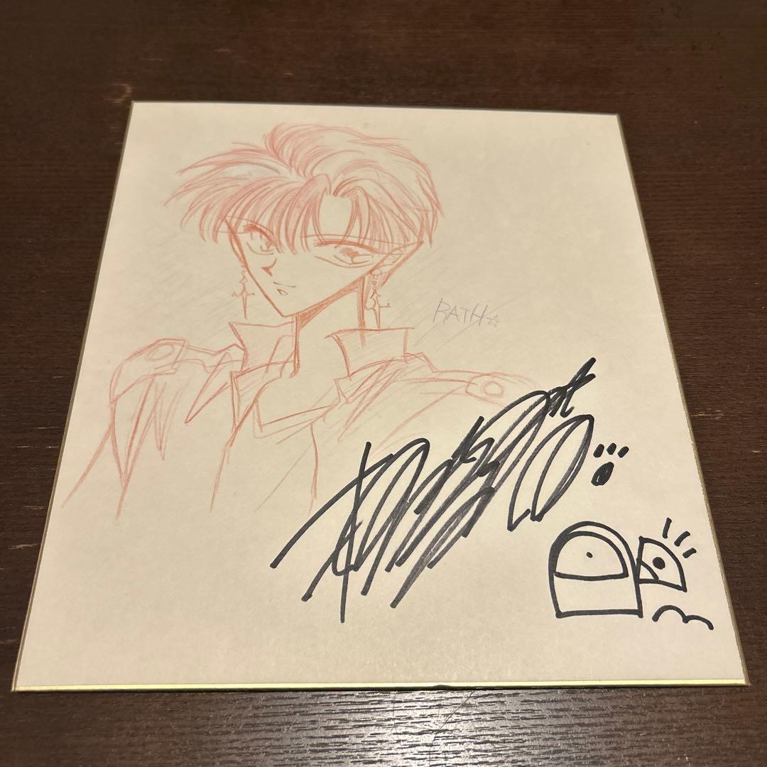 押上美猫　直筆イラスト入りサイン色紙