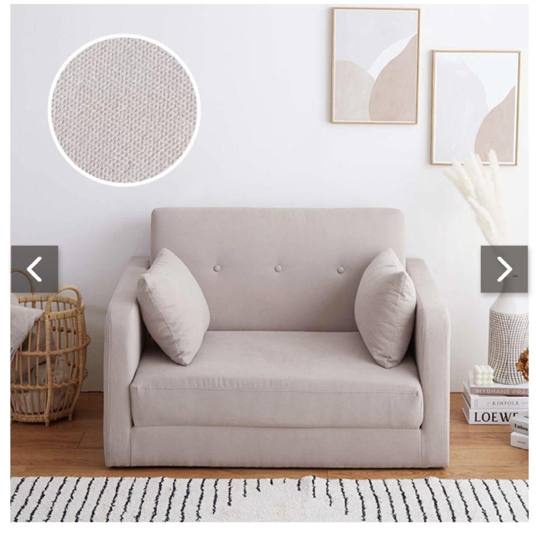 2人掛け　ソファベッド　グレージュ　ピンクベージュ