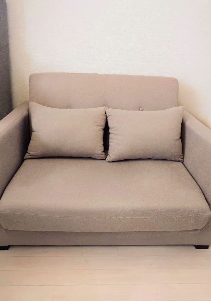 2人掛け　ソファベッド　グレージュ　ピンクベージュ