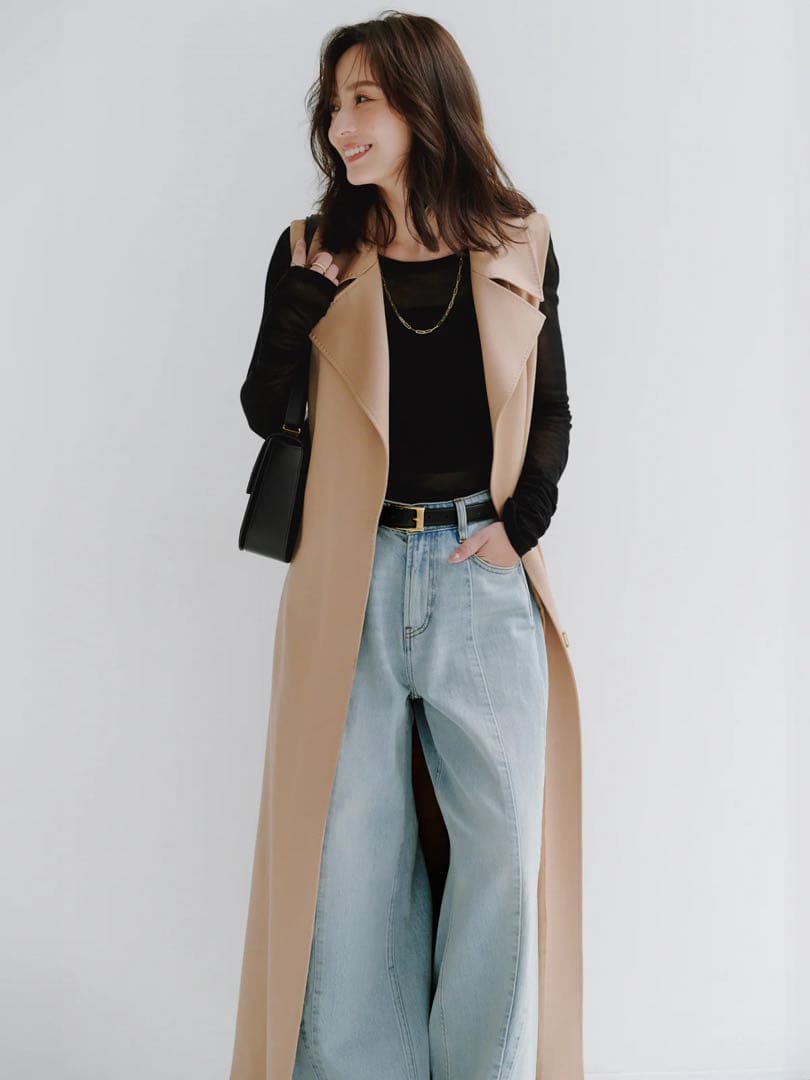 新品未使用 anuans シアーロングスリーブTシャツ BLACK