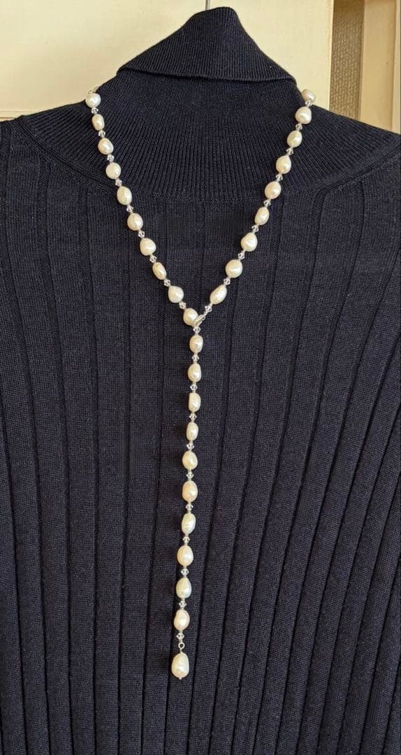 三越百貨店 本真珠 ホワイトパール ロングネックレス ラリエット 70㎝ 16㎜