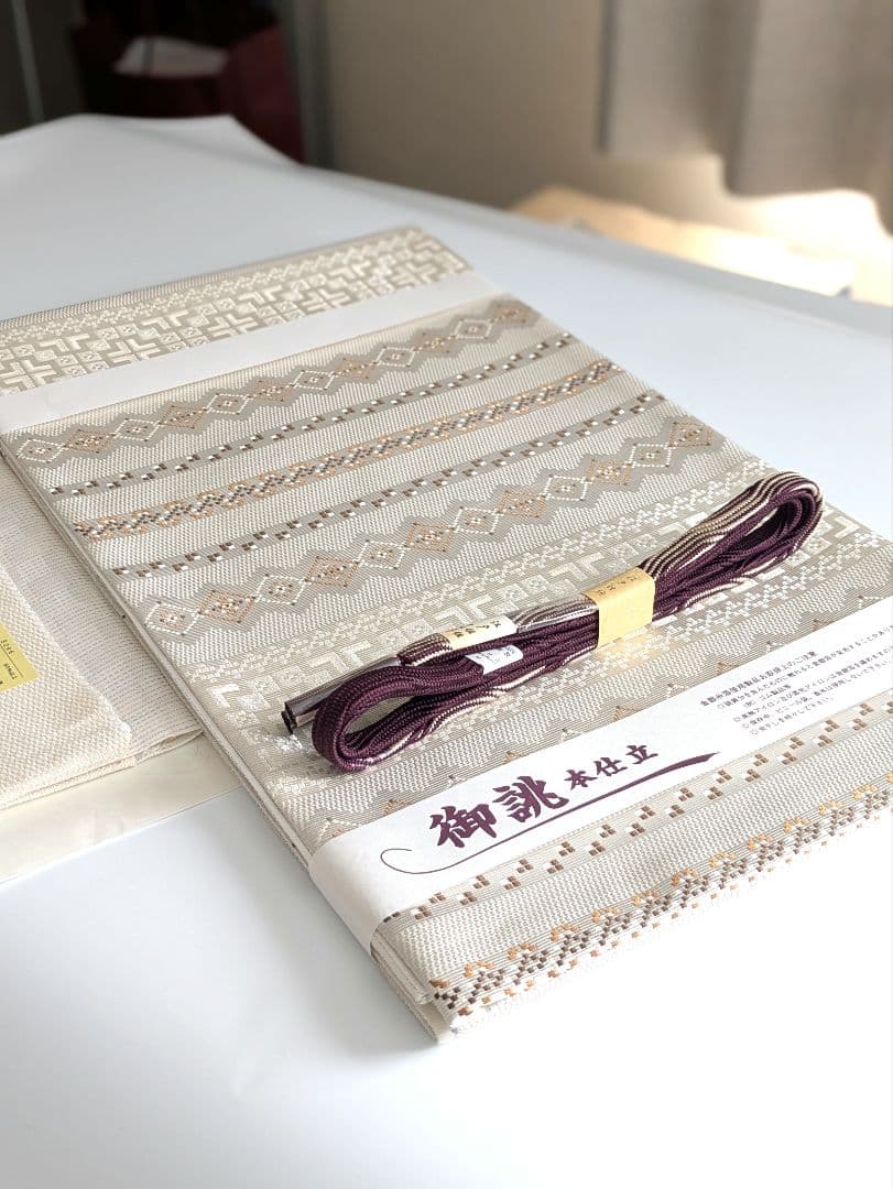 本場筑前博多織幾何学文様お仕立て上がり袋帯