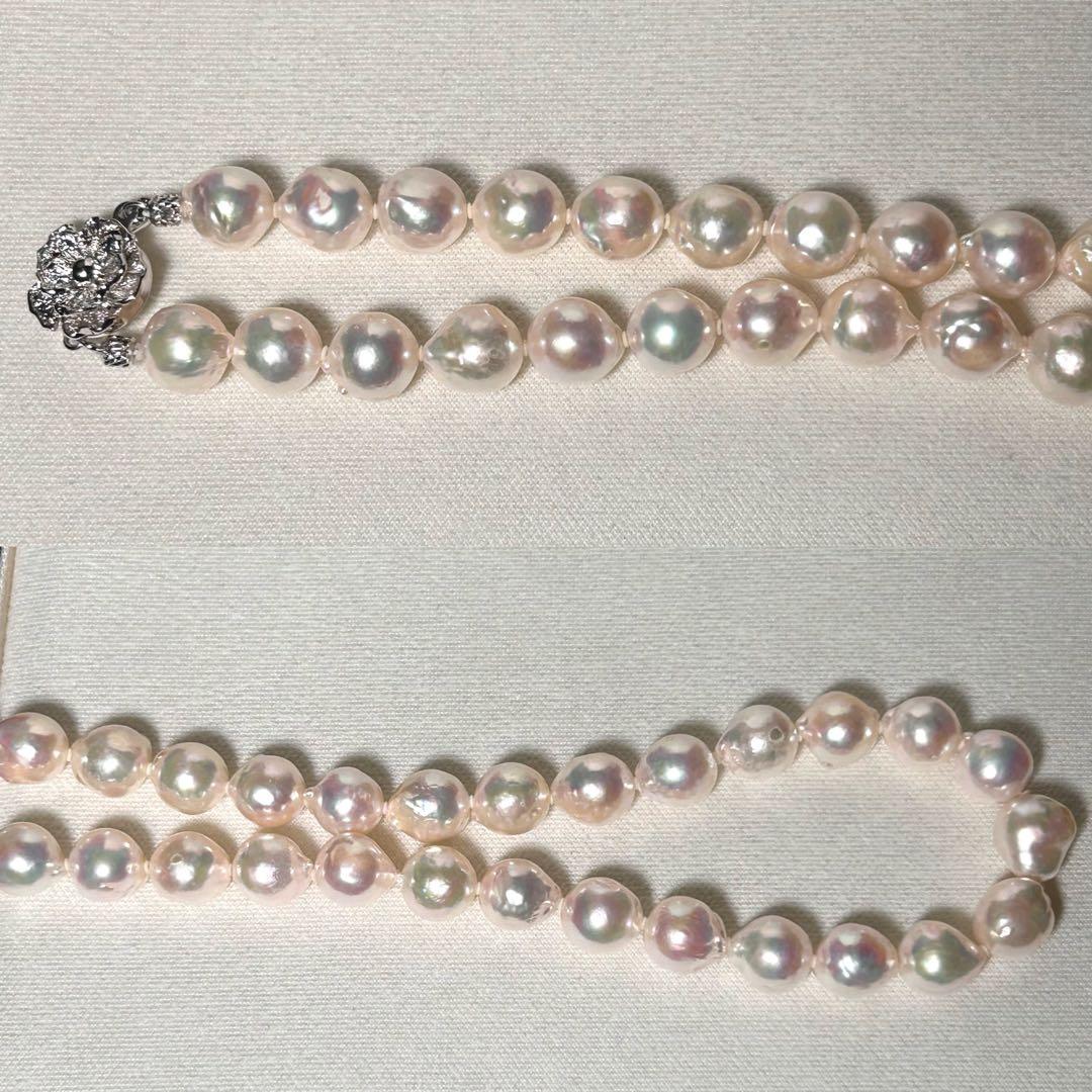 【テリ強✨超大珠】あこや本真珠 ネックレス バロック 9.4〜10.2mm