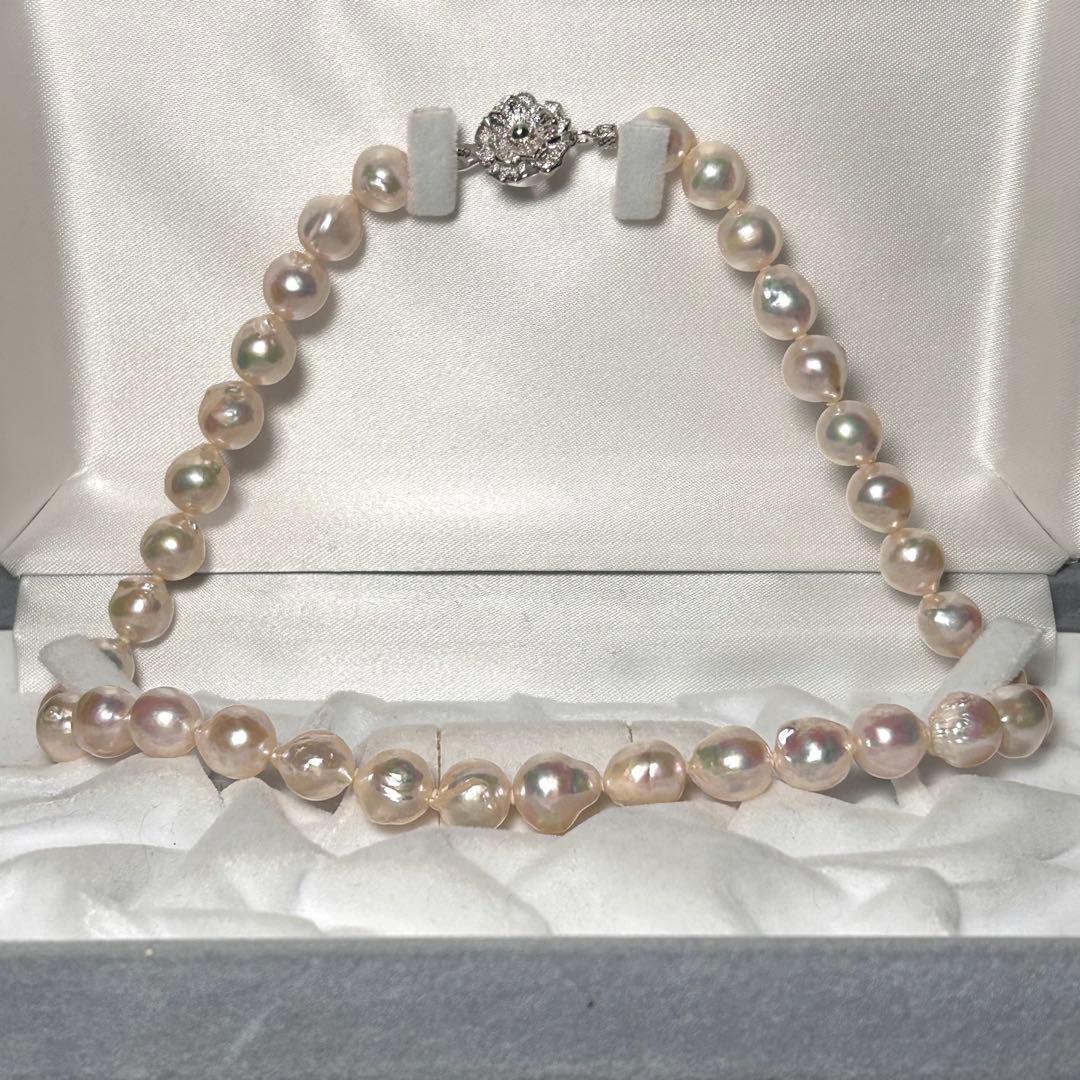 【テリ強✨超大珠】あこや本真珠 ネックレス バロック 9.4〜10.2mm