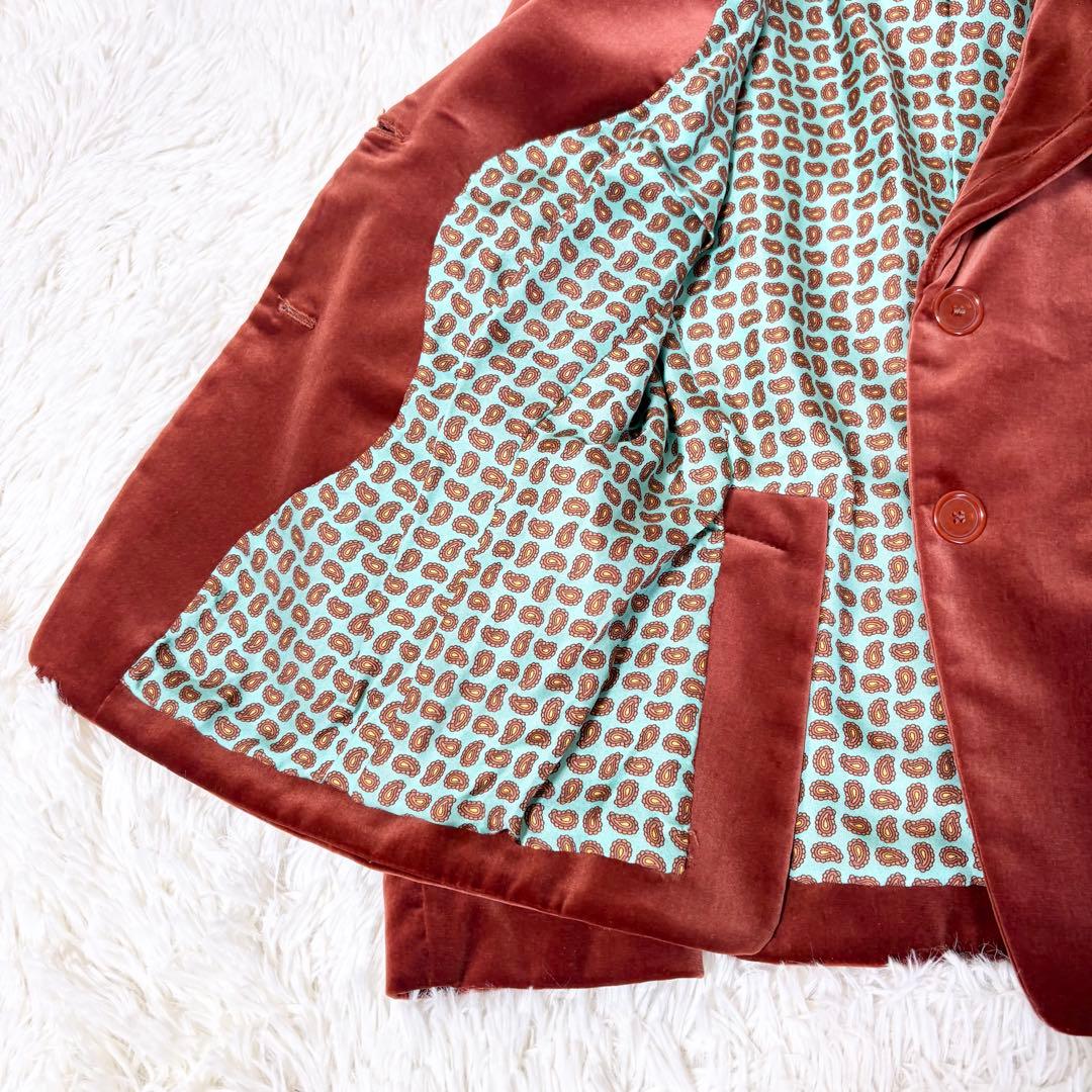 エトロ ベルベット ベロア ジャケット ペイズリー柄総裏地仕様 シルク混 42