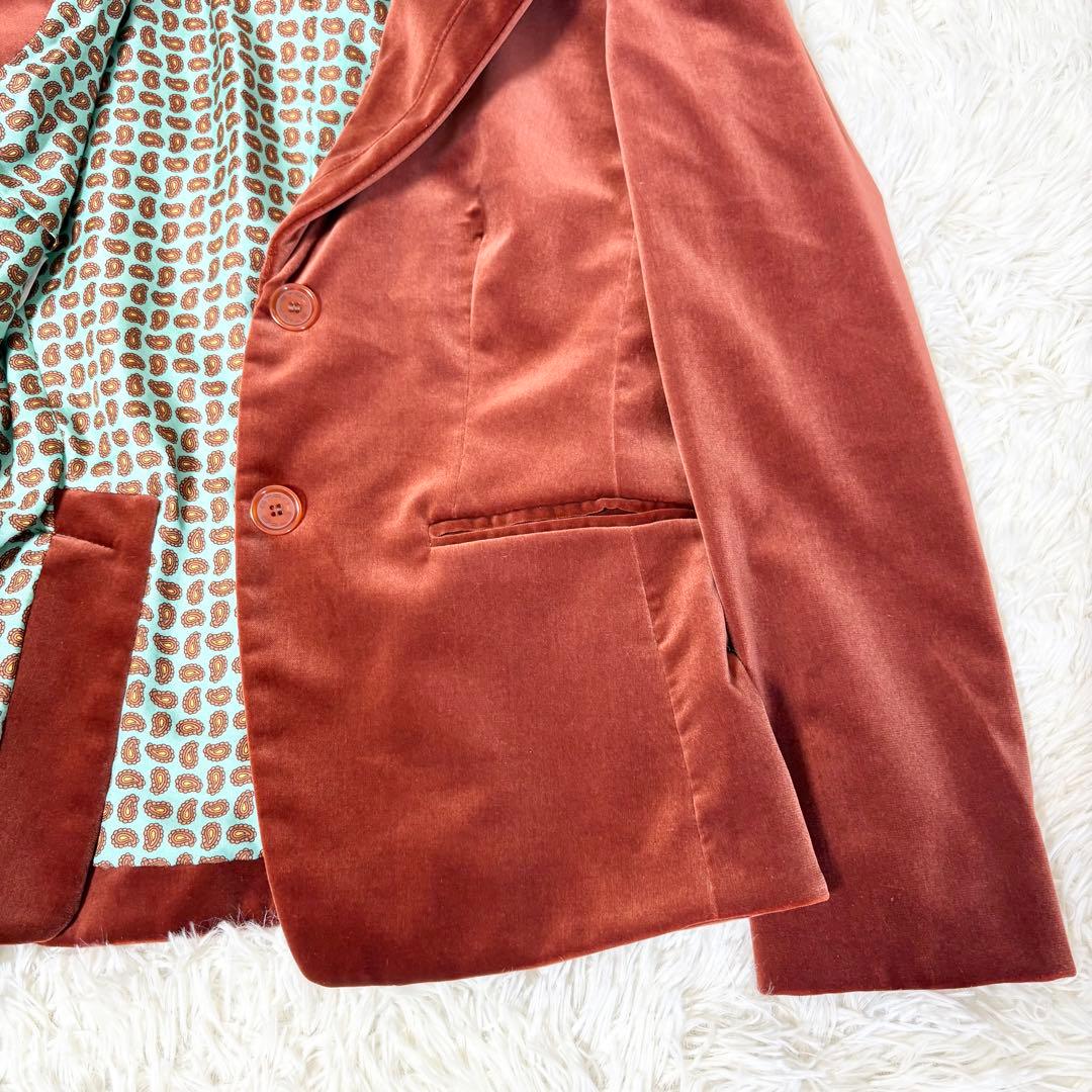 エトロ ベルベット ベロア ジャケット ペイズリー柄総裏地仕様 シルク混 42