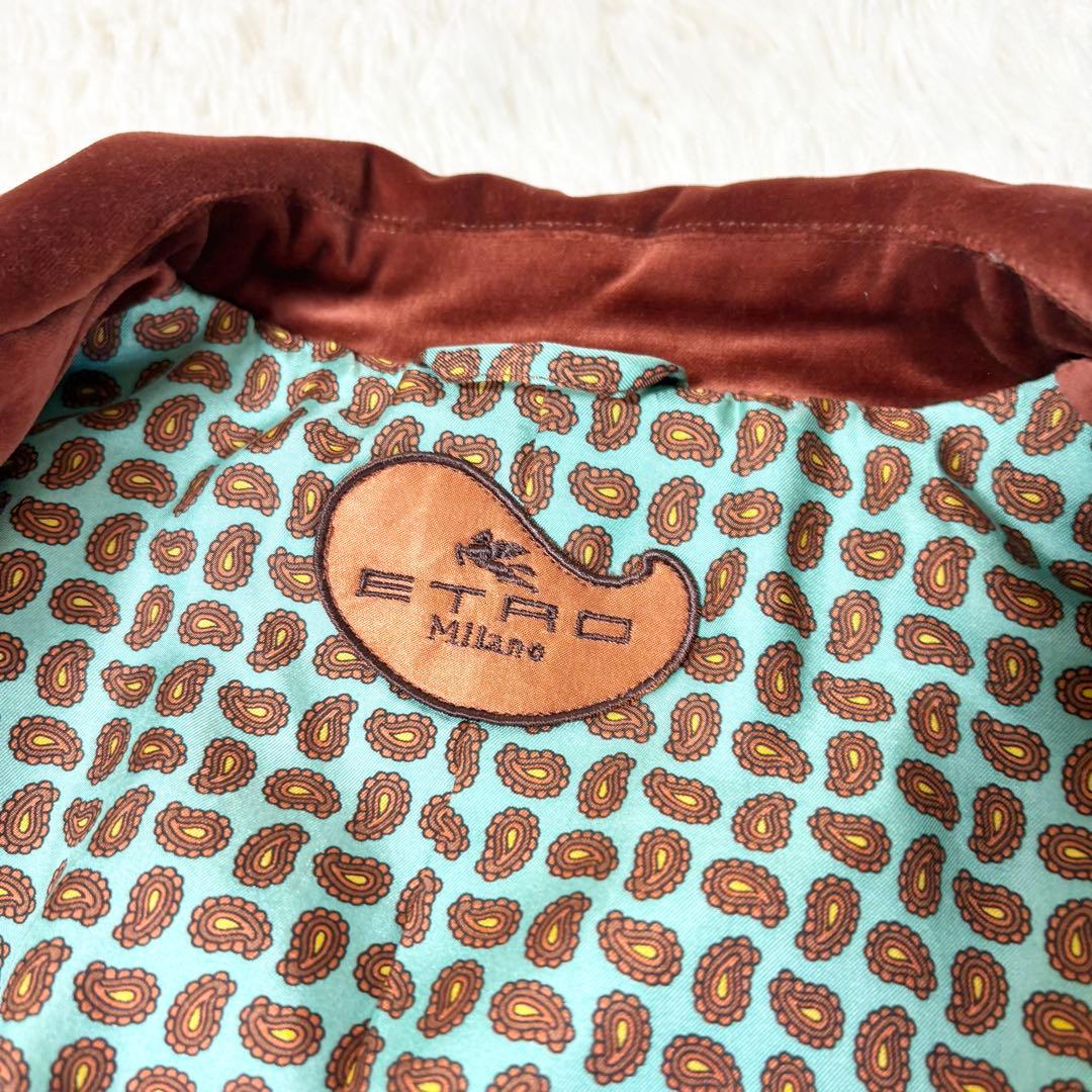 エトロ ベルベット ベロア ジャケット ペイズリー柄総裏地仕様 シルク混 42