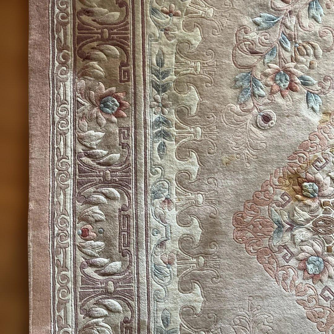 中国緞通　ウール製　千代田絨毯　花柄カーペット 181X 273cm