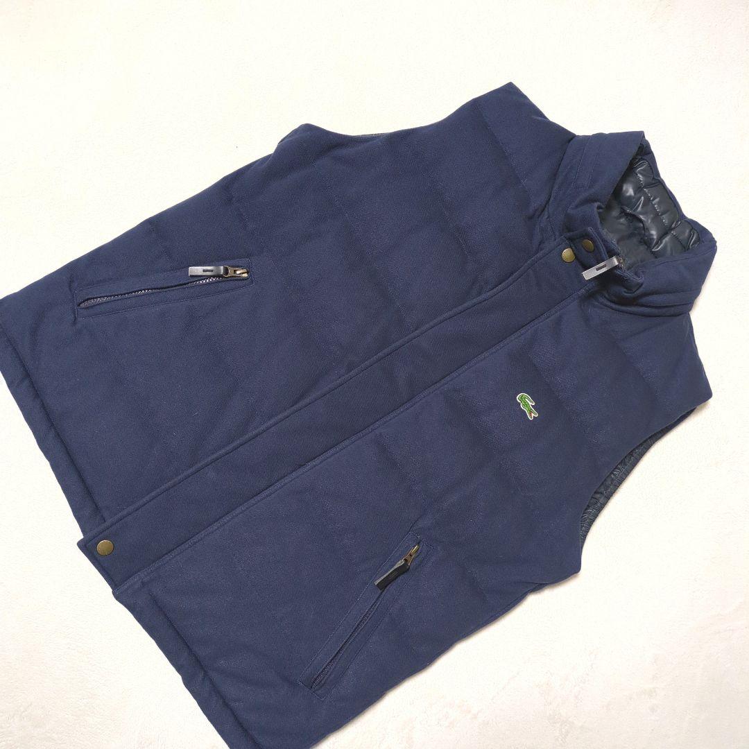 良品 ラコステ コットンピケ ダウンベスト BH310E ネイビー XL