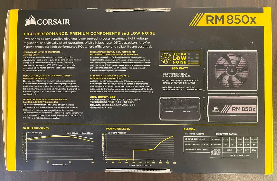 CORSAIR RM850x 電源ユニット 80PLUS/GOLD 箱付き