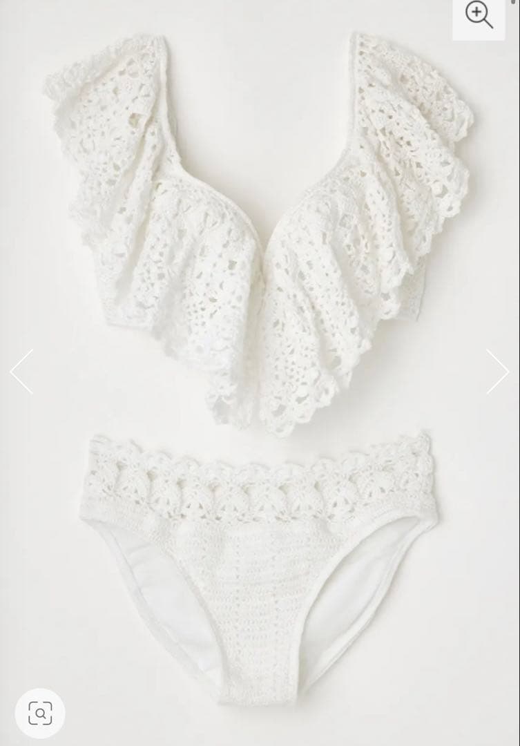 今季rienda ショルダーフリルクロシェカップビキニ ホワイト S