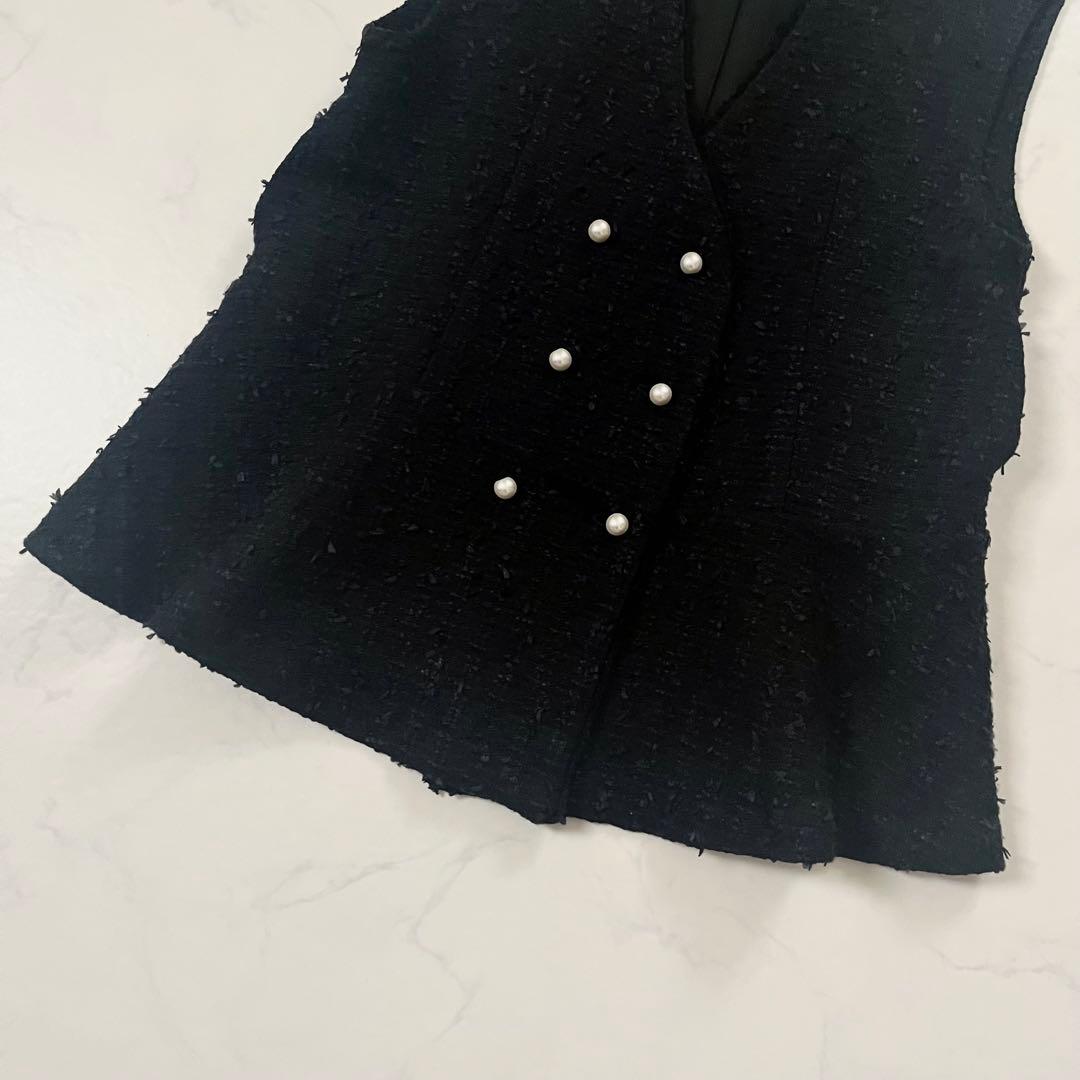 ソーノ　ビッグパールツイードジレ　ペプラム　ネイビー　01サイズ　セレモニー