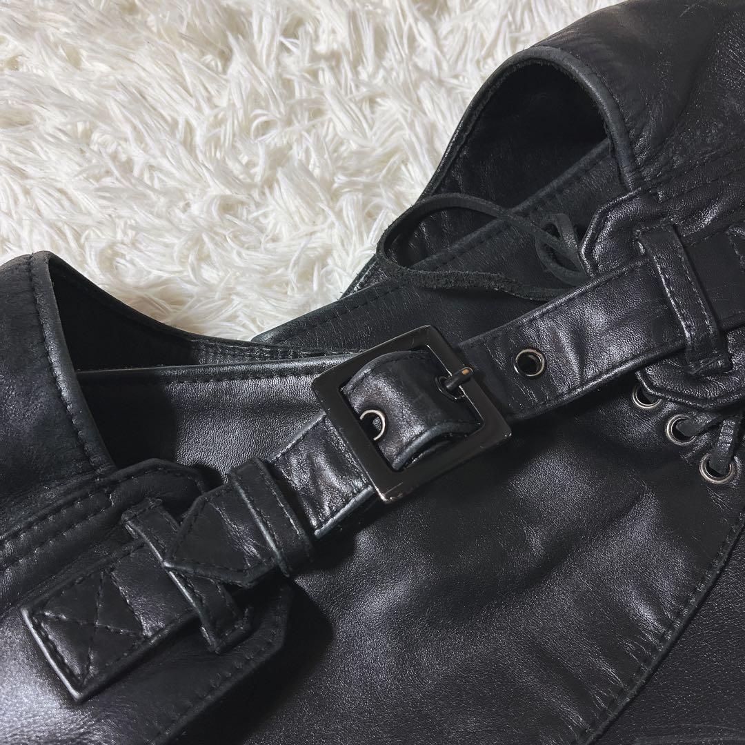 カドヤ　KADOYA 黒レザー チャップス キルティングデザイン バイク