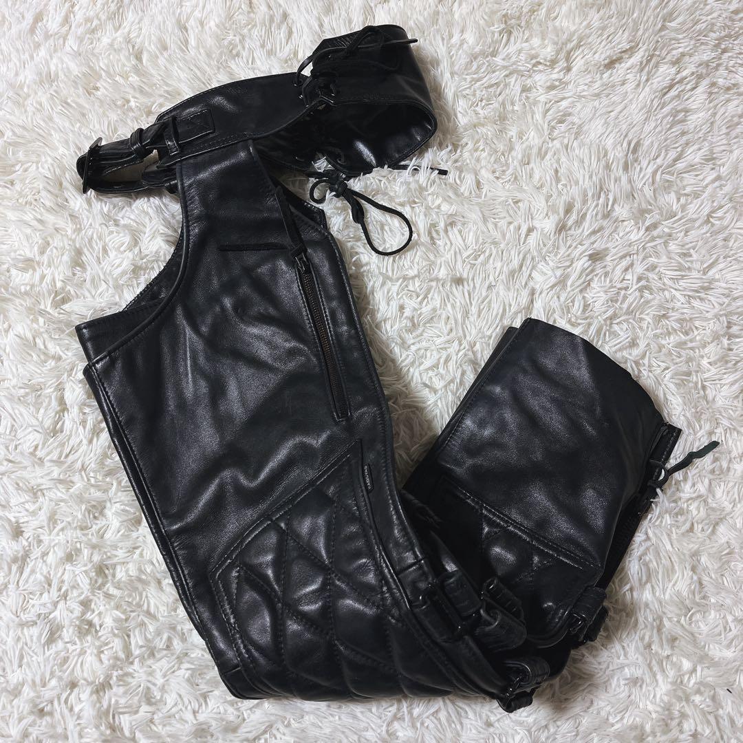 カドヤ　KADOYA 黒レザー チャップス キルティングデザイン バイク