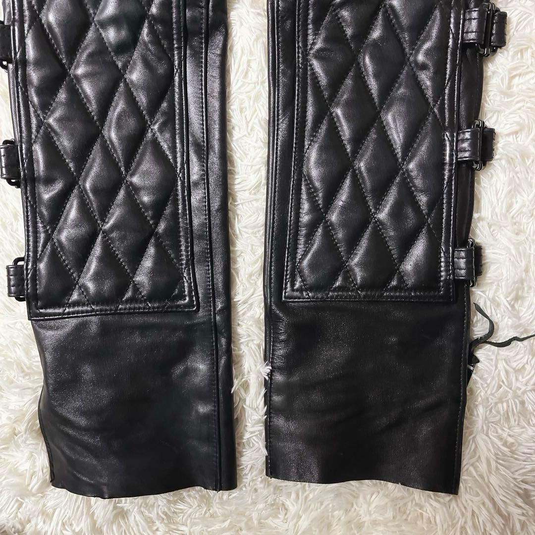 カドヤ　KADOYA 黒レザー チャップス キルティングデザイン バイク