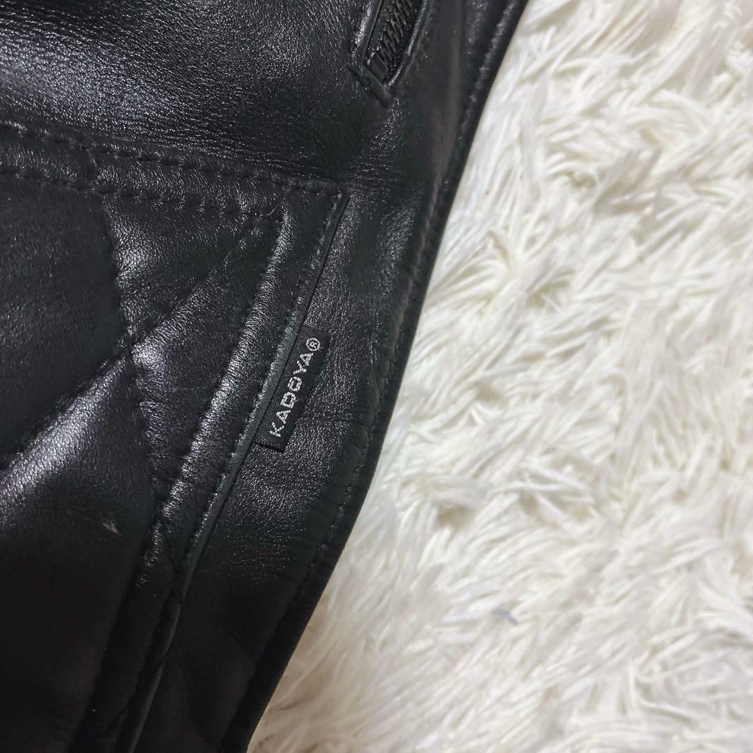 カドヤ　KADOYA 黒レザー チャップス キルティングデザイン バイク