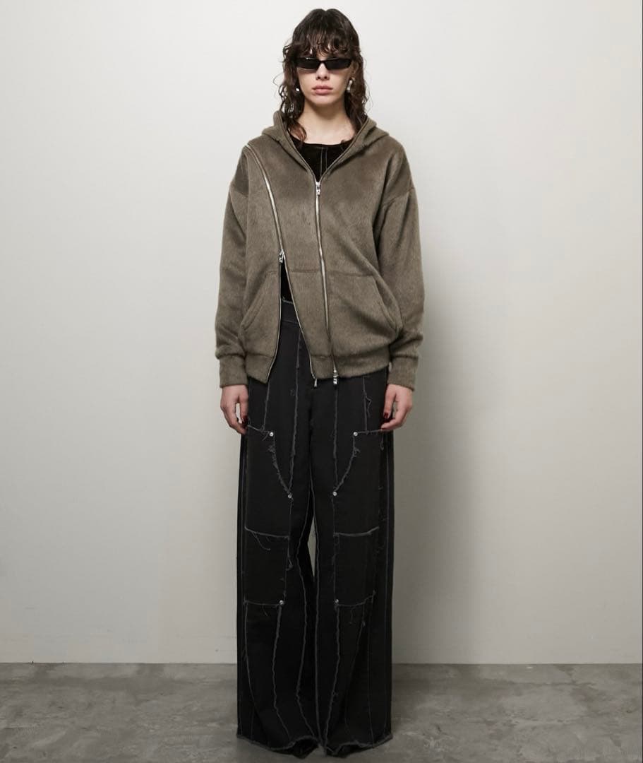 【PRANK PROJECT】ブラックワイドパンツ ジッパー付き