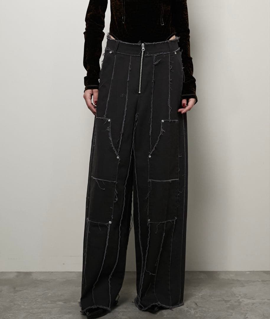 【PRANK PROJECT】ブラックワイドパンツ ジッパー付き