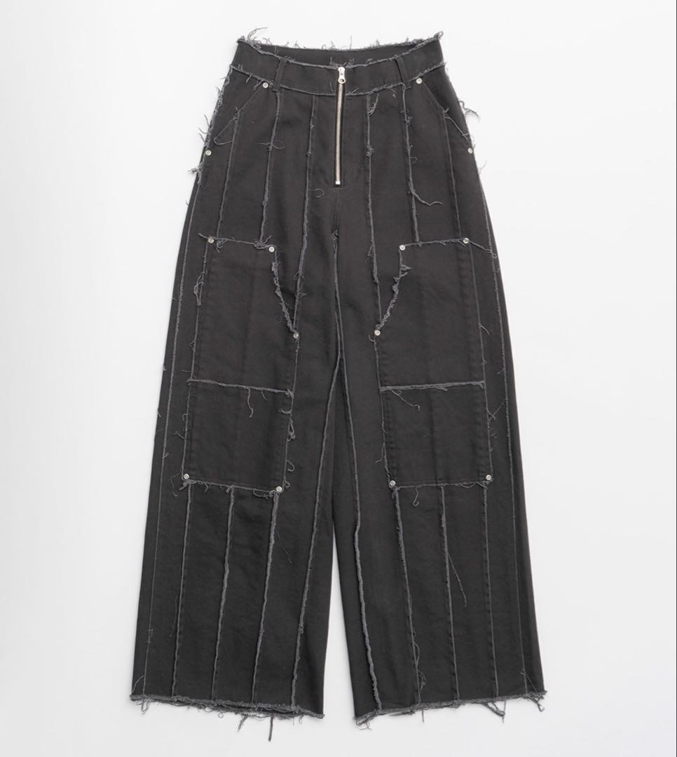 【PRANK PROJECT】ブラックワイドパンツ ジッパー付き