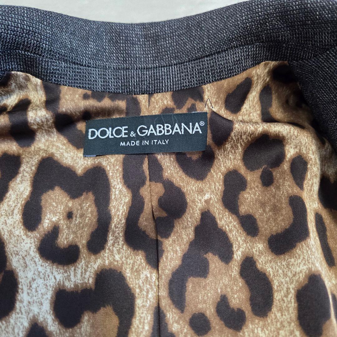 美品　テーラードジャケット　ダブル　ヒョウ柄　グレー　ドルガバ