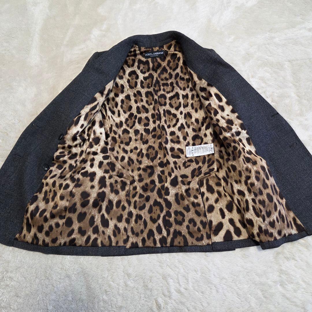 美品　テーラードジャケット　ダブル　ヒョウ柄　グレー　ドルガバ