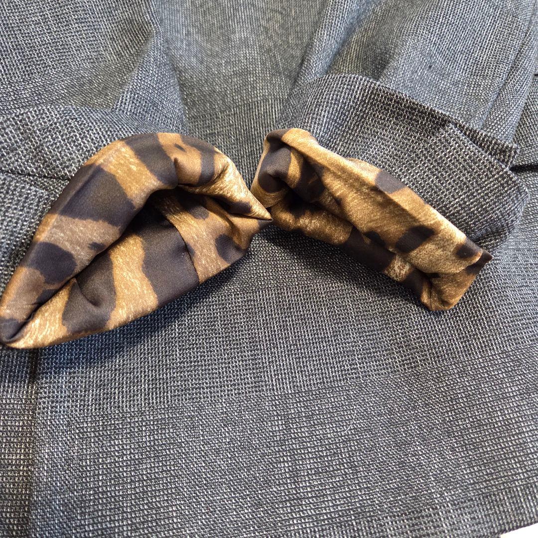 美品　テーラードジャケット　ダブル　ヒョウ柄　グレー　ドルガバ