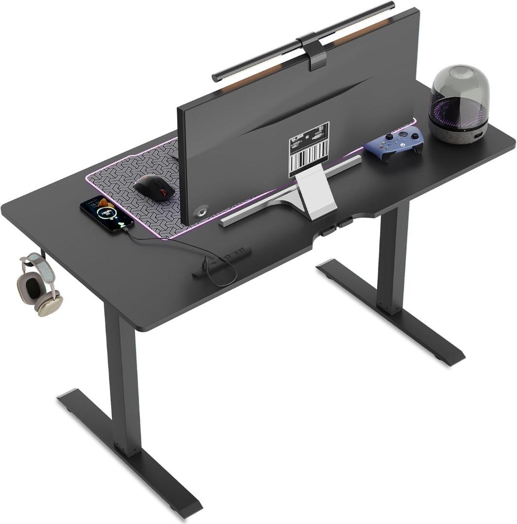 ゲーミングデスク 電動昇降式 メモリー機能 pcデスク コンセント付き ブラック