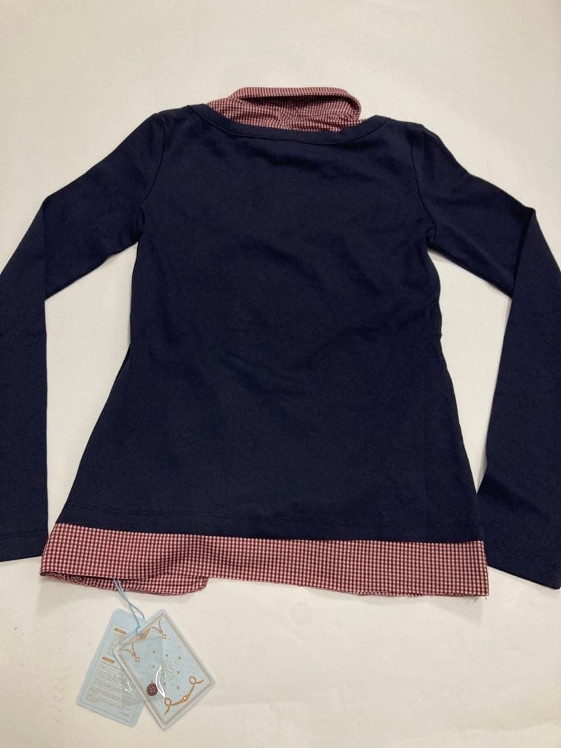 Coyseio ネイビー チェック長袖トップス