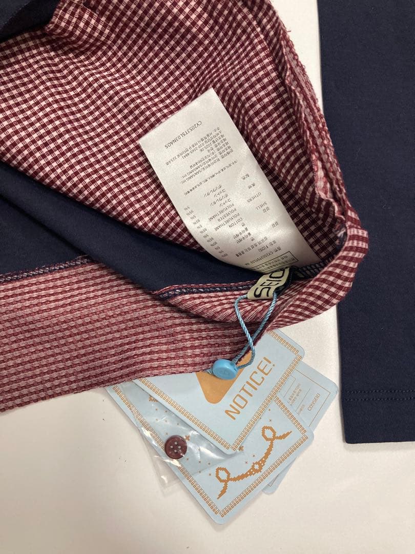 Coyseio ネイビー チェック長袖トップス