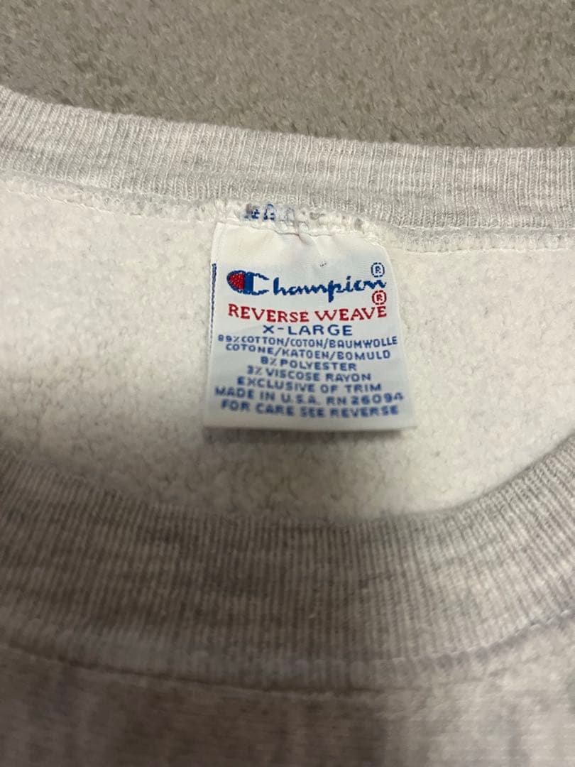 90s champion 刺繍タグ　リバースウィーブスウェットXLラバープリント