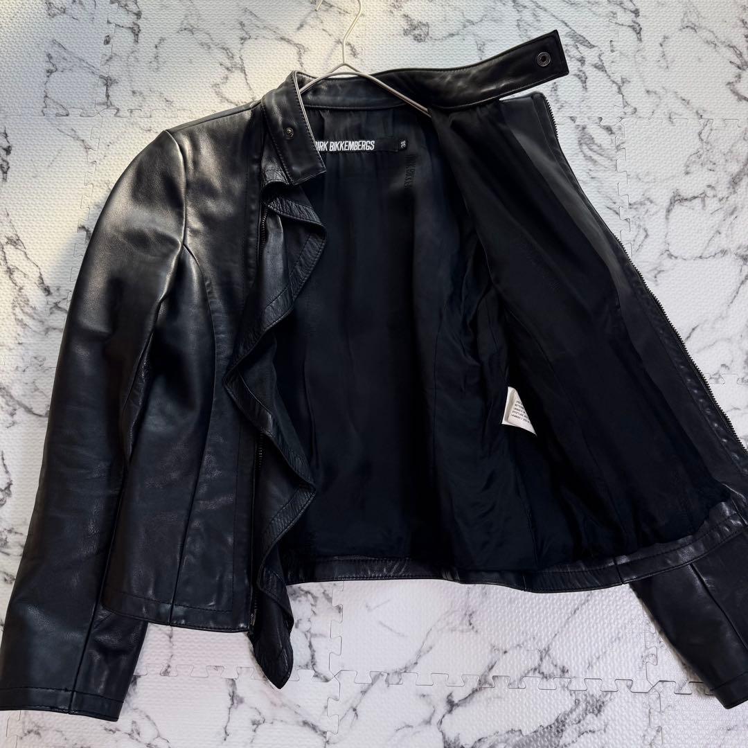 ダークビッケンバーグ　ライダースジャケット　カウレザー　シルバー金具　フリル