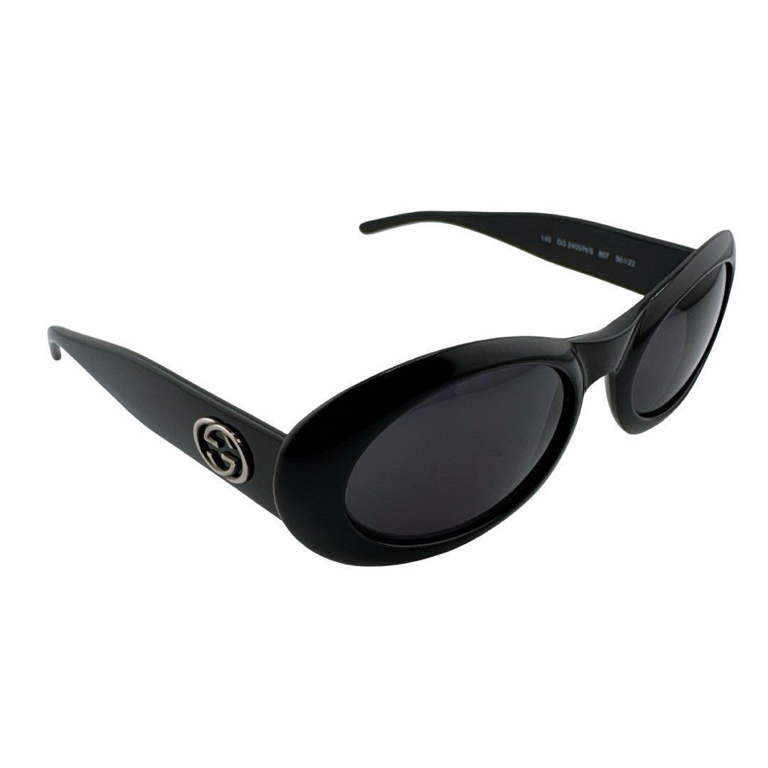 グッチ 度なし サングラス アイウェア サイドロゴ GGロゴ ブラック ゴールド