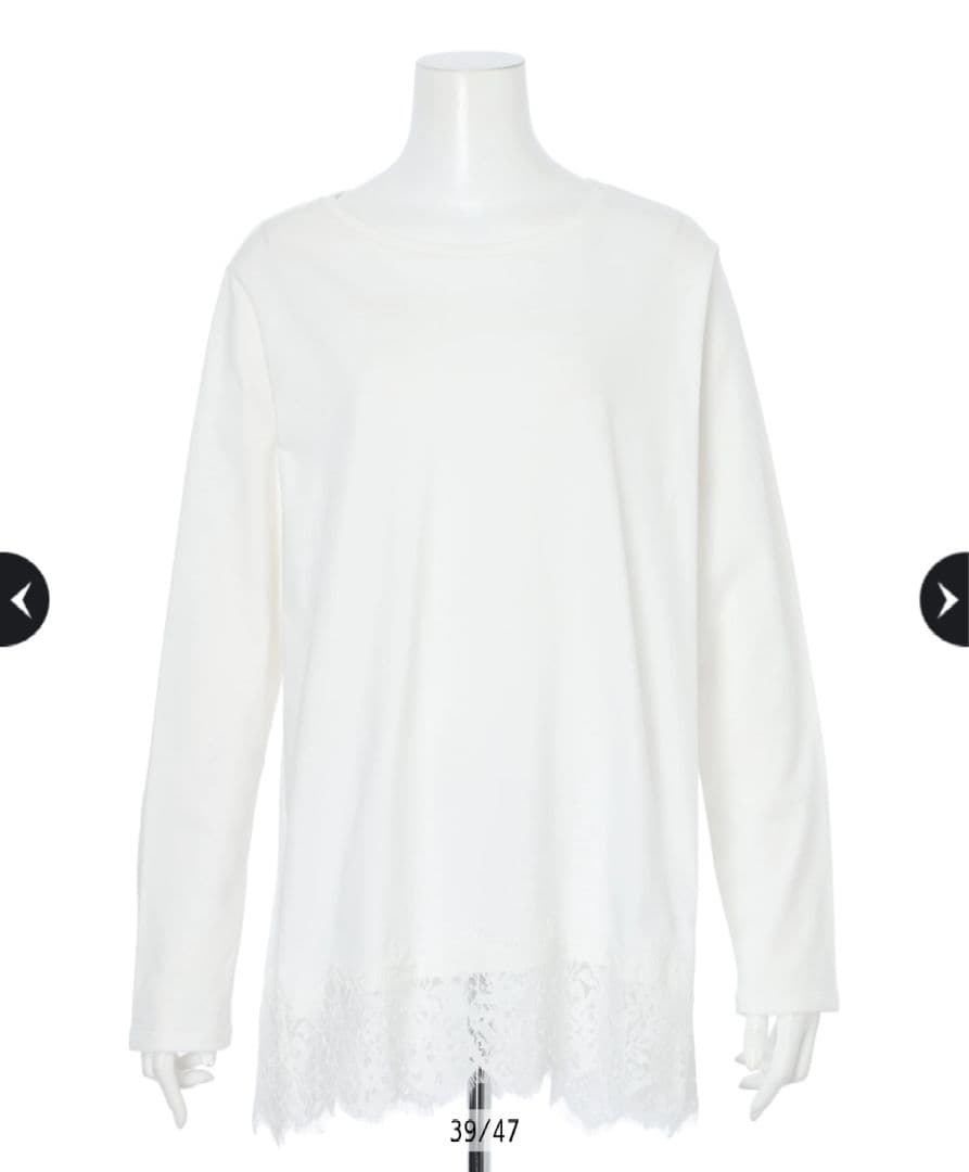 新品タグ付　 Arpege story 裾レースロンT 白 Sサイズ