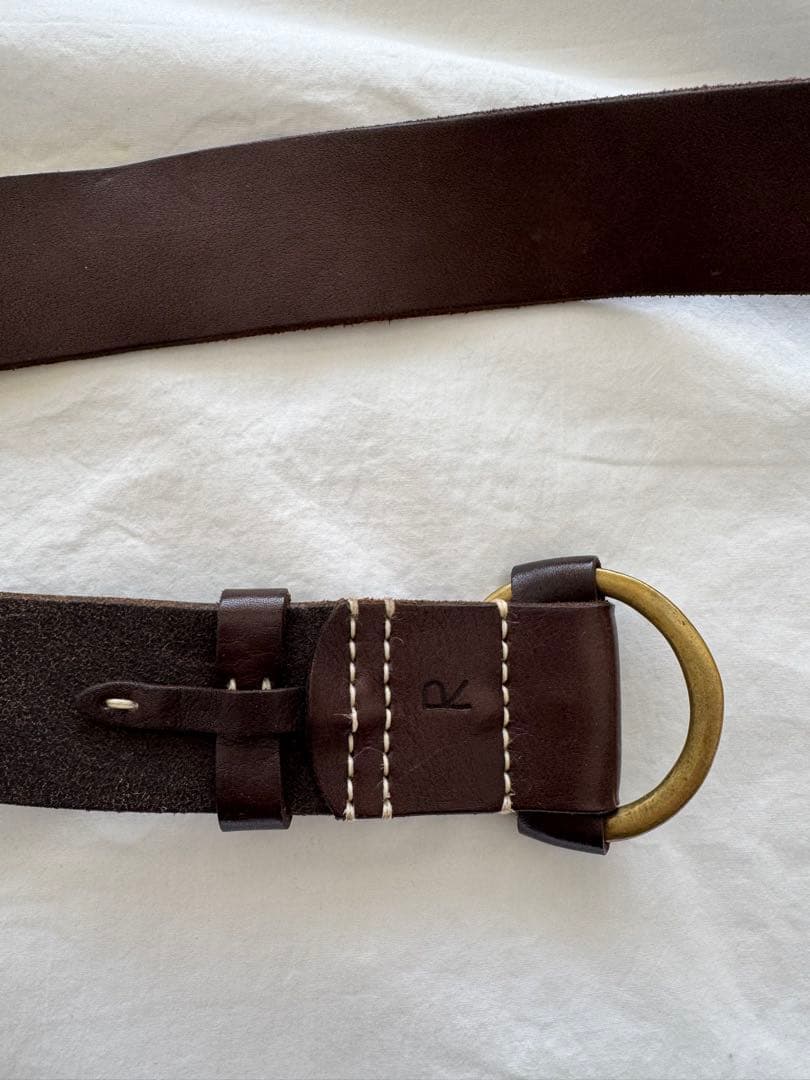 45r ダークブラウン レザー ベルト ラウンドバックル