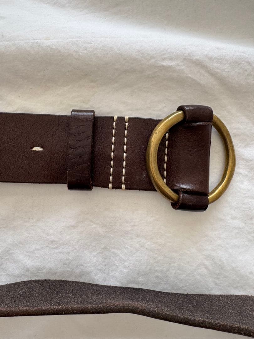 45r ダークブラウン レザー ベルト ラウンドバックル