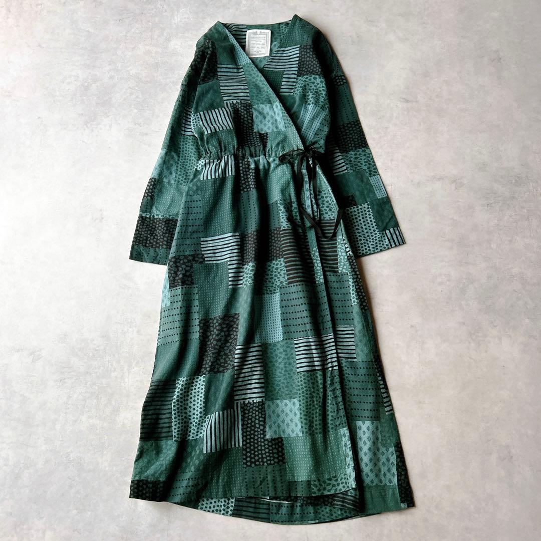 ビアズリー　パッチワーク柄　カシュクール　ワンピース コットン　羽織り ガウン
