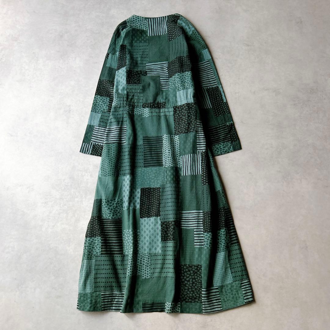 ビアズリー　パッチワーク柄　カシュクール　ワンピース コットン　羽織り ガウン