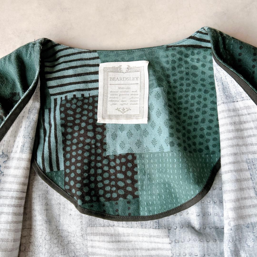 ビアズリー　パッチワーク柄　カシュクール　ワンピース コットン　羽織り ガウン