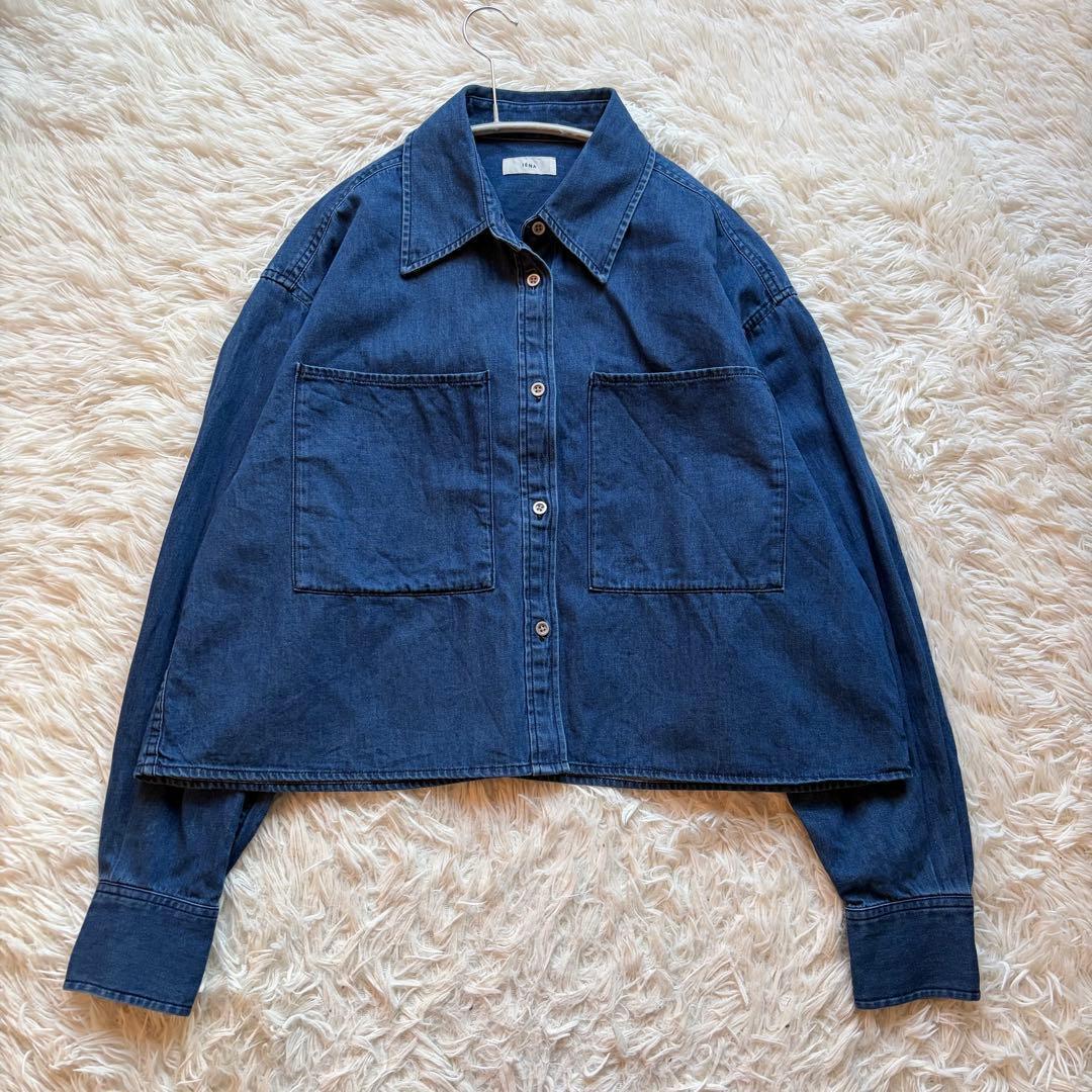 未使用級 美品 24AW IENA デニム ショートシャツ クロップド丈