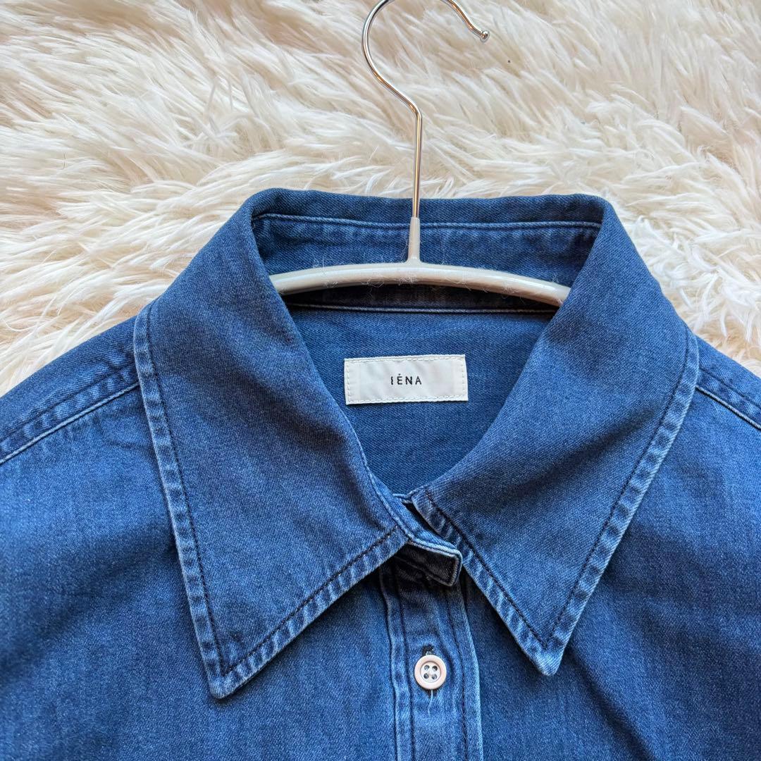 未使用級 美品 24AW IENA デニム ショートシャツ クロップド丈