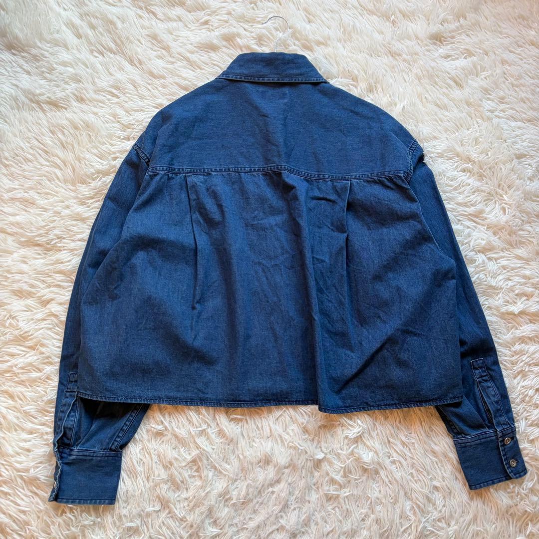 未使用級 美品 24AW IENA デニム ショートシャツ クロップド丈