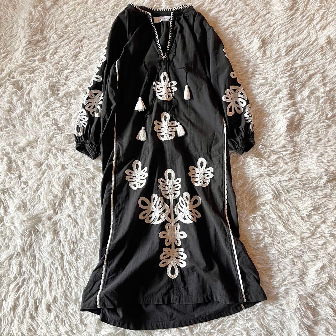 24SS✨ サラマリカ カザフスタンパッチワークドレス 定価3.5万円 ブラック