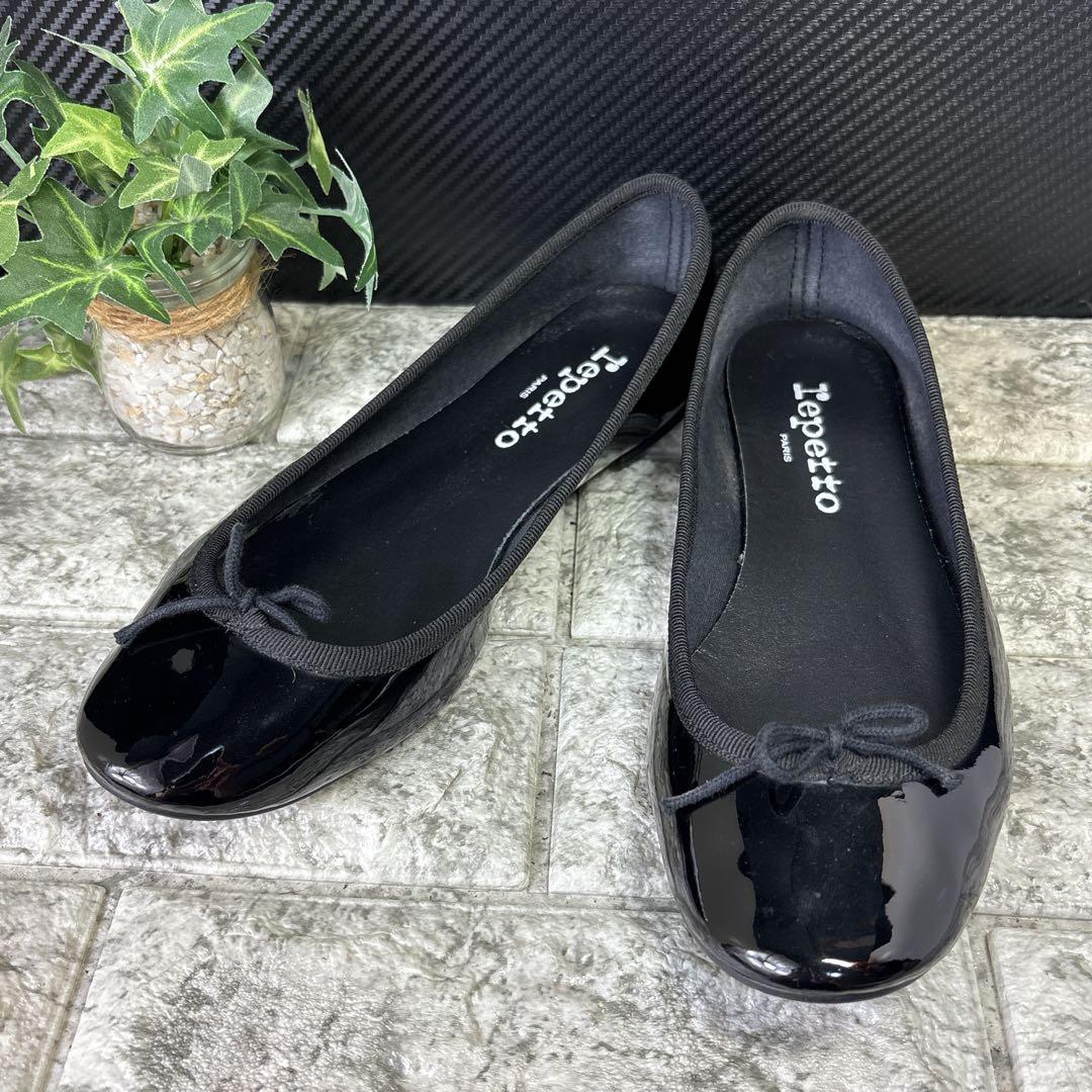 【Repetto】レペット　バレエシューズ　フラット　エナメル　ブラック　36